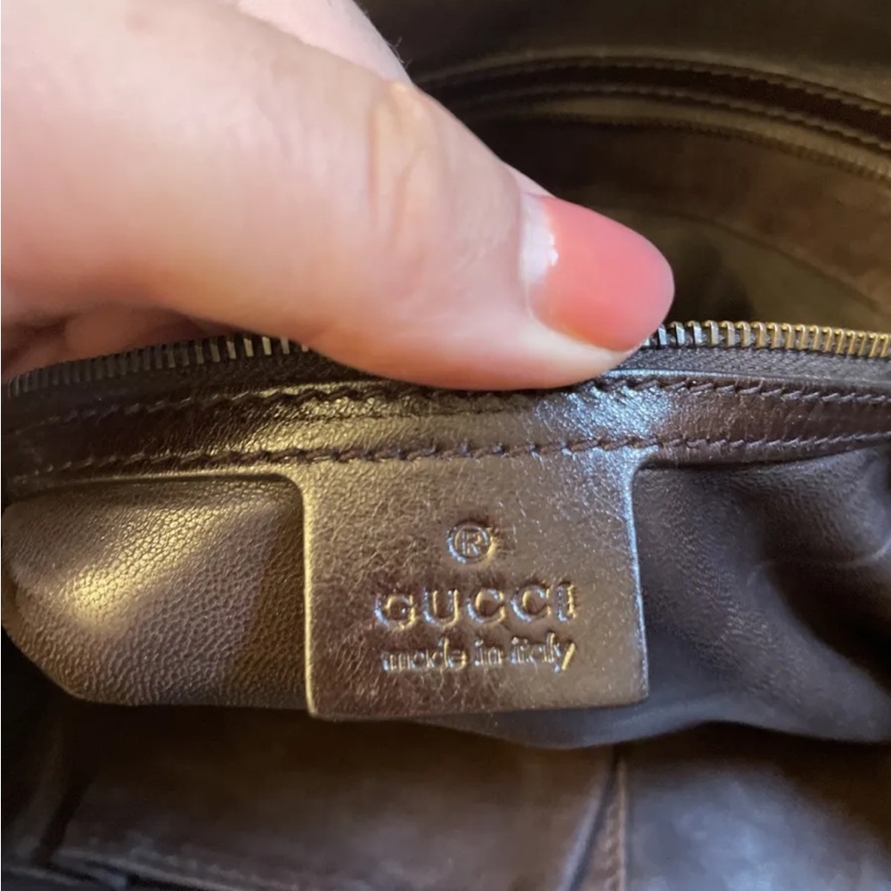 Gucci alligator crocodile brown tote with pony hair or crossbody purse Italy - Picture 11 of 12